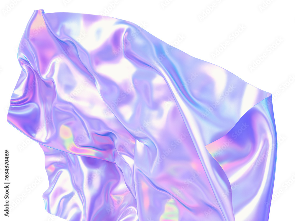 Poster abstract iridescent holographic cloth background. 3d rendering.