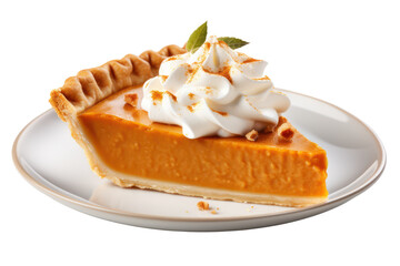 Fototapeta Pumpkin pie, Thanksgiving dessert isolated on white transparent background, PNG obraz
