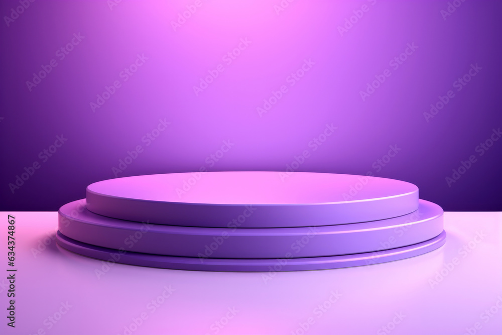 Poster the purple podium with an ethereal base and light effects creates an attractive product display. the