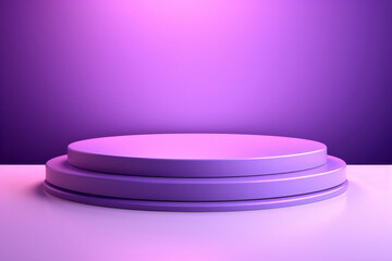 The purple podium with an ethereal base and light effects creates an attractive product display. The ethereal base provides a soft impression that makes the products stand out even more.