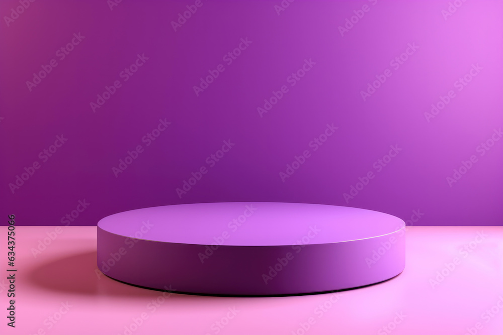 Poster The touch of purple on the podium placed on a pink table, with a purple background, creates a stylish and elegant atmosphere, adding aesthetic value to every product presentation.