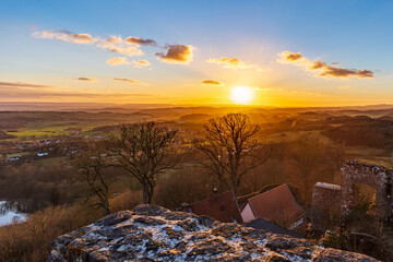 Sonnenuntergang &uuml;ber dem Naturpark S&uuml;dharz