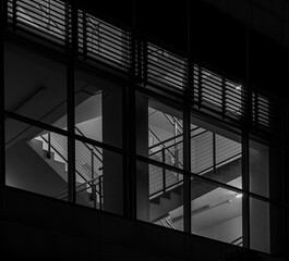 Stairs silhuette black and white night photo. Minimalism.