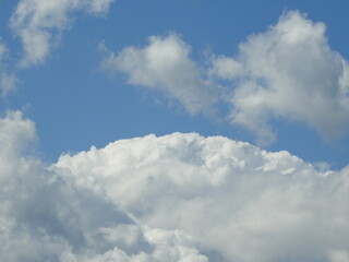 Fototapeta na wymiar Cloudscape, background, cumulus cloud formation in a blue sky.
