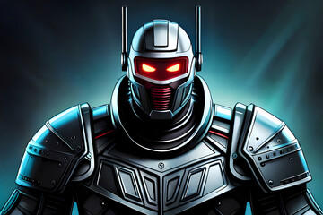 Fototapeta premium Robot with flaming eyes