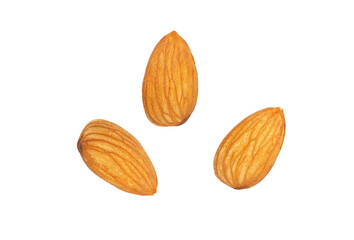 Top view Almonds isolated on a white background