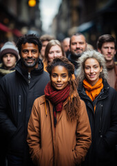 Fototapeta premium Diverse Group of People Protesting in the the Street 