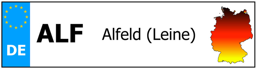 Naklejka premium Registration number German car license plates of Alfeld (Leine) Germany