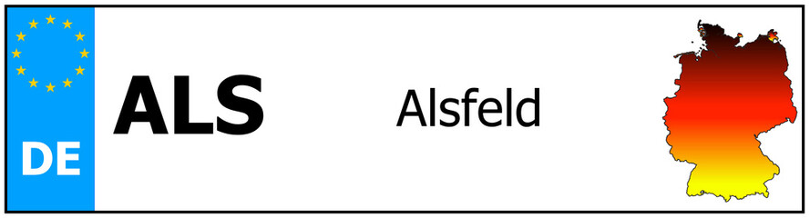 Registration number German car license plates of Alsfeld Germany