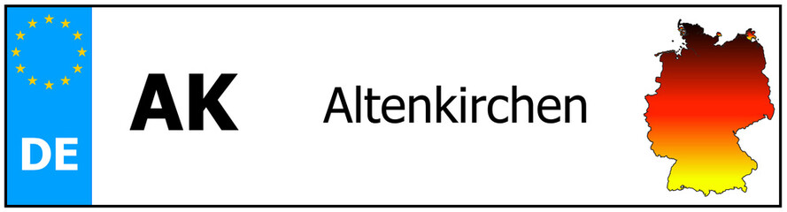 Registration number German car license plates of Altenkirchen Germany