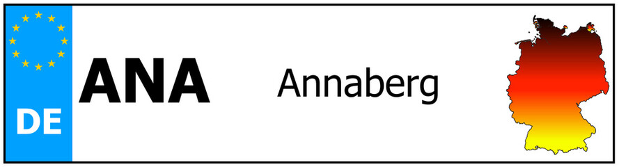 Registration number German car license plates of Annaberg Germany