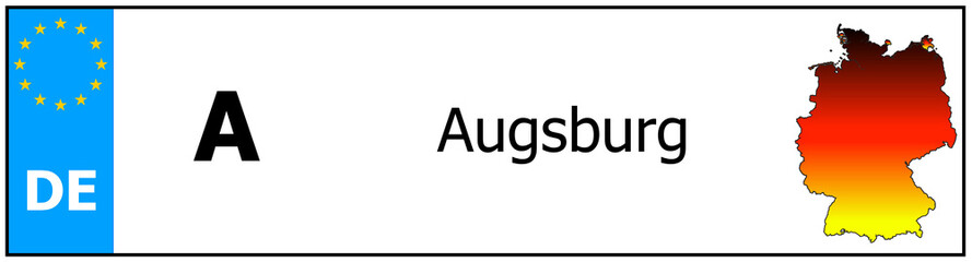 Registration number German car license plates of Augsburg Germany