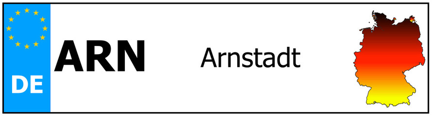 Registration number German car license plates of Arnstadt Germany