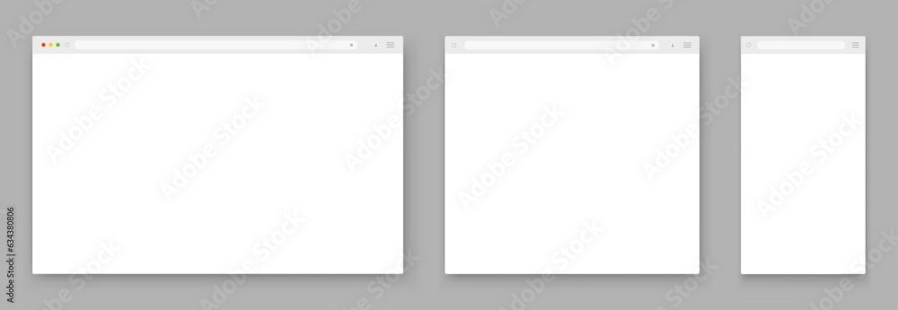 Poster a set of white browser windows of different shapes on a dark background. website layout with search 