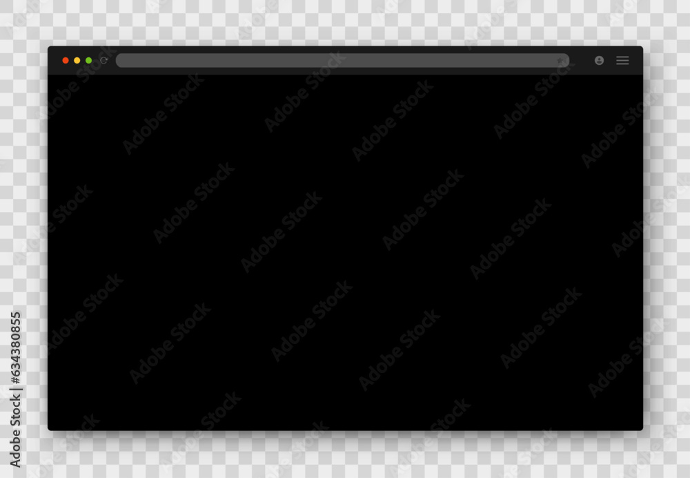 Poster browser window. realistic black empty browser window with shadow on transparent background. vector e