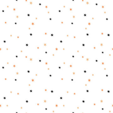 Halloween Seamless pattern with little stars on white background. Vector illustration. Magic sky. Constellation background. design for kids nursery, paper goods, background, wallpaper