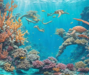 Obraz premium A beautiful sea floor with coral reefs | coral reef in sea