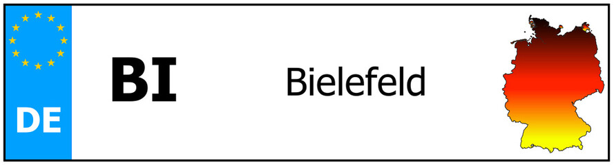Registration number German car license plates of Bielefeld
 Germany