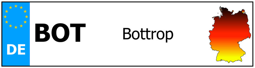 Registration number German car license plates of Bottrop
 Germany