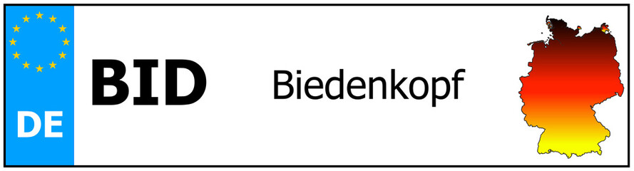 Registration number German car license plates of Biedenkopf
 Germany