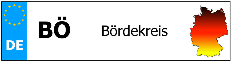 Registration number German car license plates of Bördekreis
 Germany