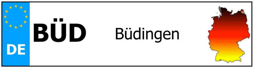 Registration number German car license plates of Büdingen
 Germany