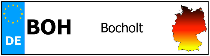 Registration number German car license plates of Bocholt
 Germany