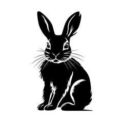 Fototapeta premium silhouette of a cute rabbit on white background created using generative Ai tools
