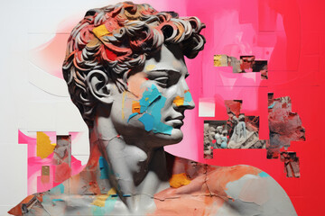 Captivating Art Collage Showcasing David's Sculpture