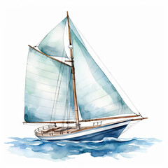 ship on white background, watercolour art