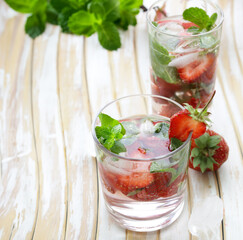 fresh lemonade with mint for healthy food and diet