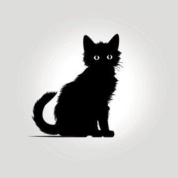 silhouette of a cat on white background created using generative Ai tools