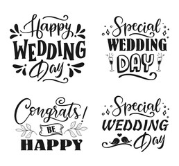 happy wedding day elements for your design