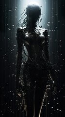 Fototapeta na wymiar dark fantasy woman silhouette, mystery witch or chost concept, generative AI