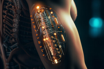 Naklejka premium Biohacking Implants Symbolizing Technological Integration