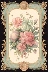 The front side of the postcard with flower composition in the center. Mock up