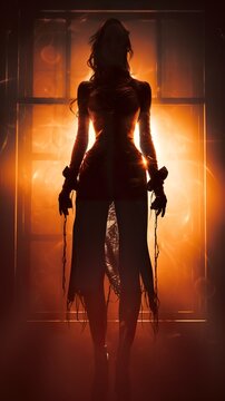 dark fantasy woman silhouette, mystery witch or chost concept, generative AI