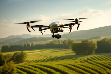 Fototapeta na wymiar Drone capturing vibrant green field in full bloom