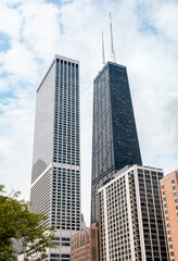 Chicago, Illinois, Unated State - August 16, 2014: Low angle view of the Water Tower Place, is a skyscraper located in Chicago downtown.