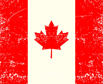 flag of Canada Vector with old vintage texture