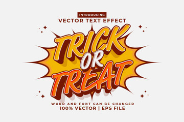 Editable text effect Trick Or Treat 3d cartoon style premium vector
