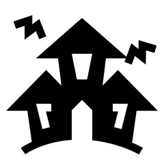 ハロウィン、お化け屋敷を表す塗りつぶしスタイルのアイコン