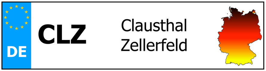 Registration number German car license plates of  Clausthal Zellerfeld
 Germany