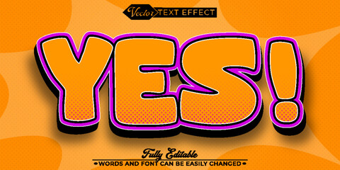 Cartoon Pop Art Yes Vector Editable Text Effect Template