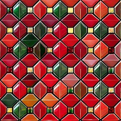 abstract Christmas red and green tiles background