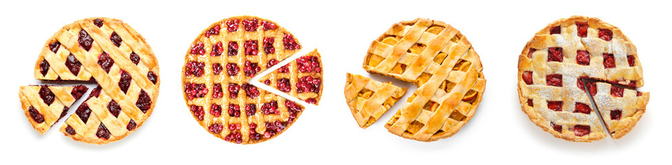 Set of tasty pies on white background, top view © Pixel-Shot
