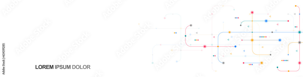 Aufkleber digital technology concept with integrated circuit and network communication elements