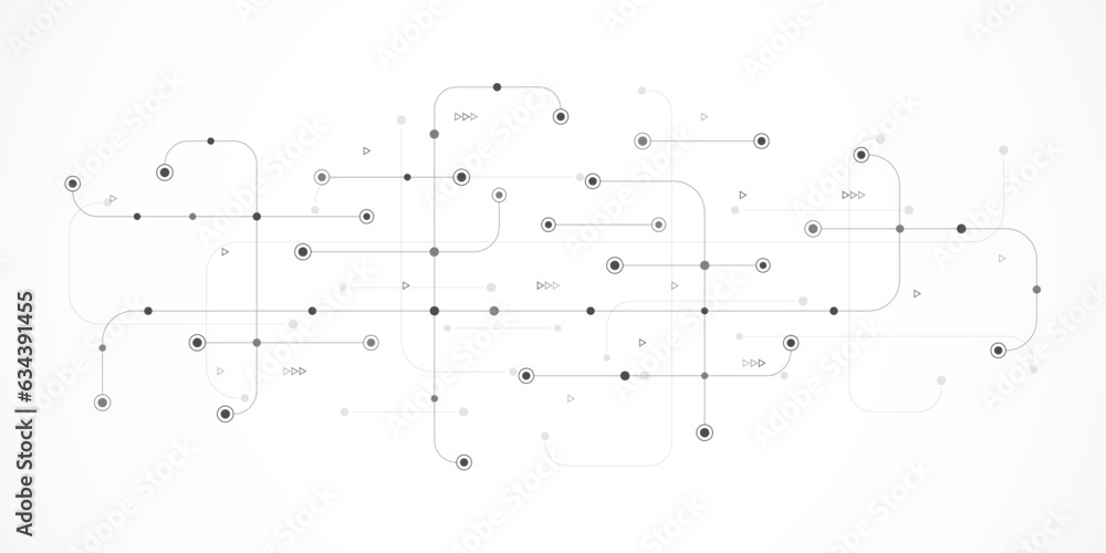 Poster digital technology concept with integrated circuit and network communication elements