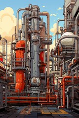 Naklejka premium Pipeline and pipe rack of petroleum