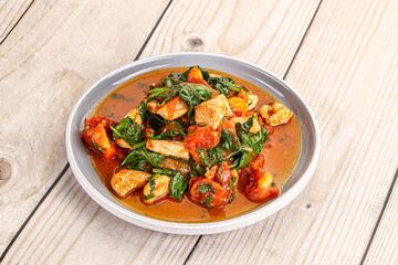 Chicken with tomato and spinach